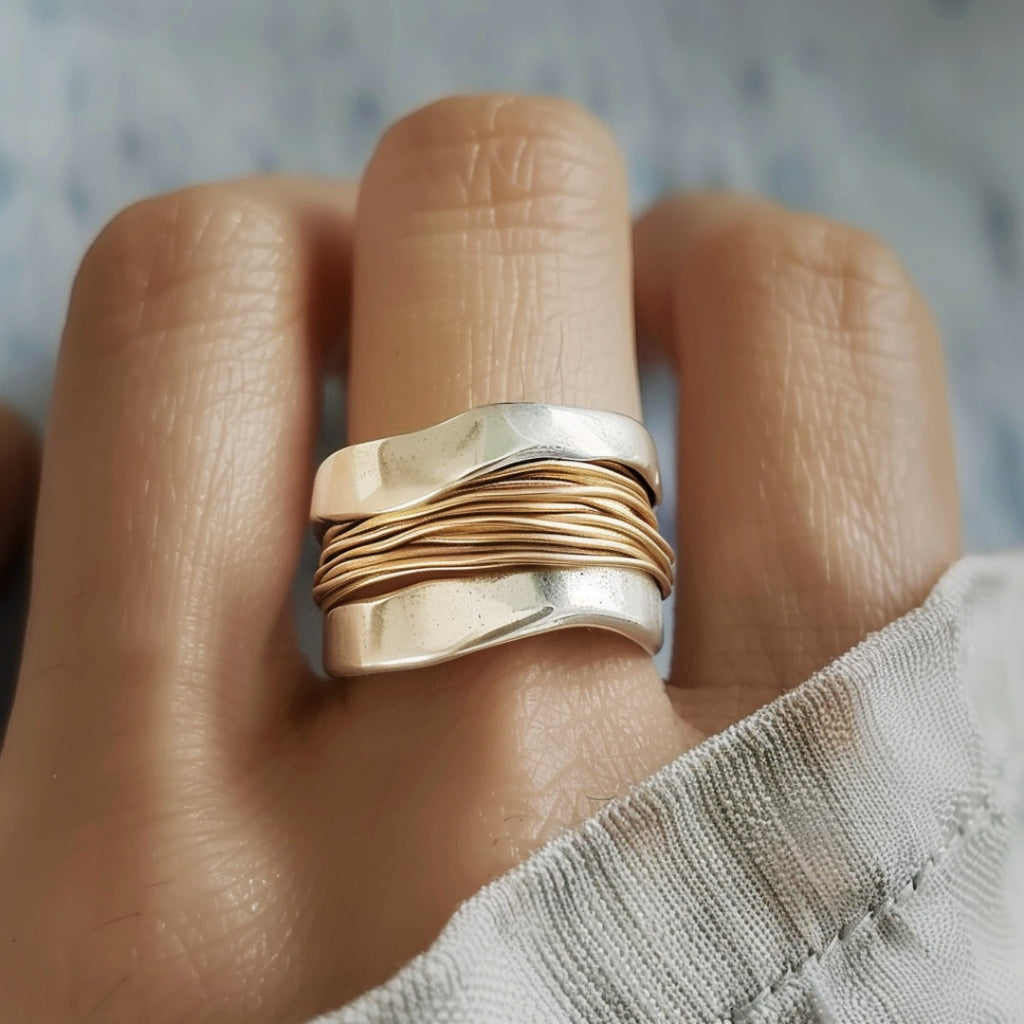 Bague Argent avec Fil d’Or