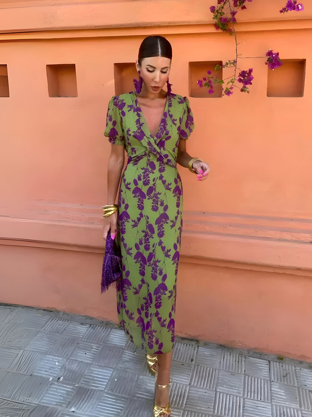Robe Midi Anna™ d’Été à Motif Floral Raffiné