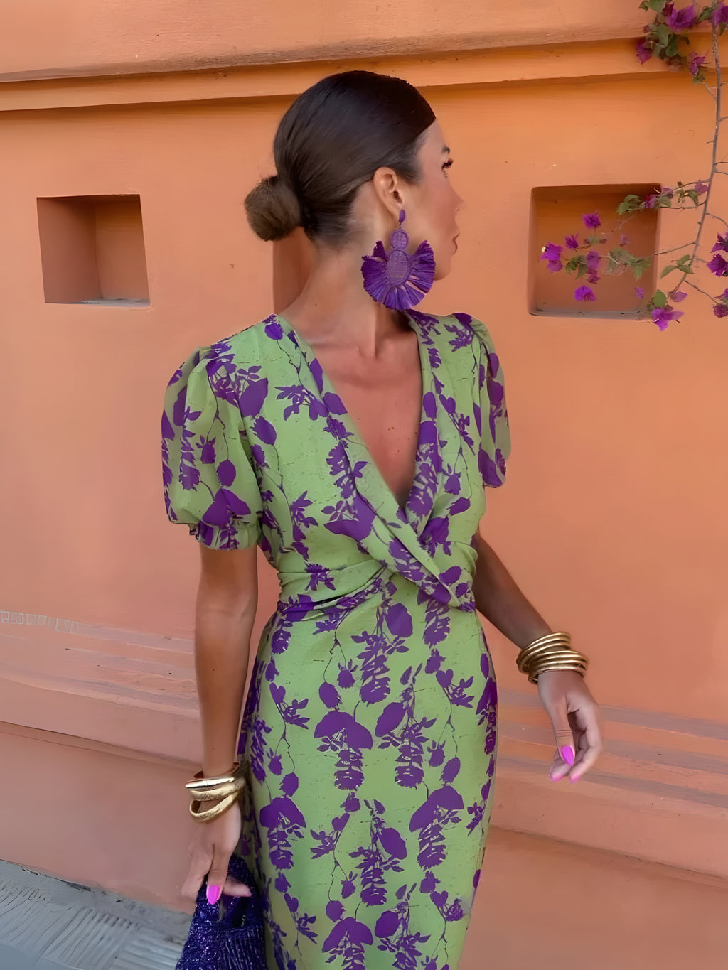 Robe Midi Anna™ d’Été à Motif Floral Raffiné