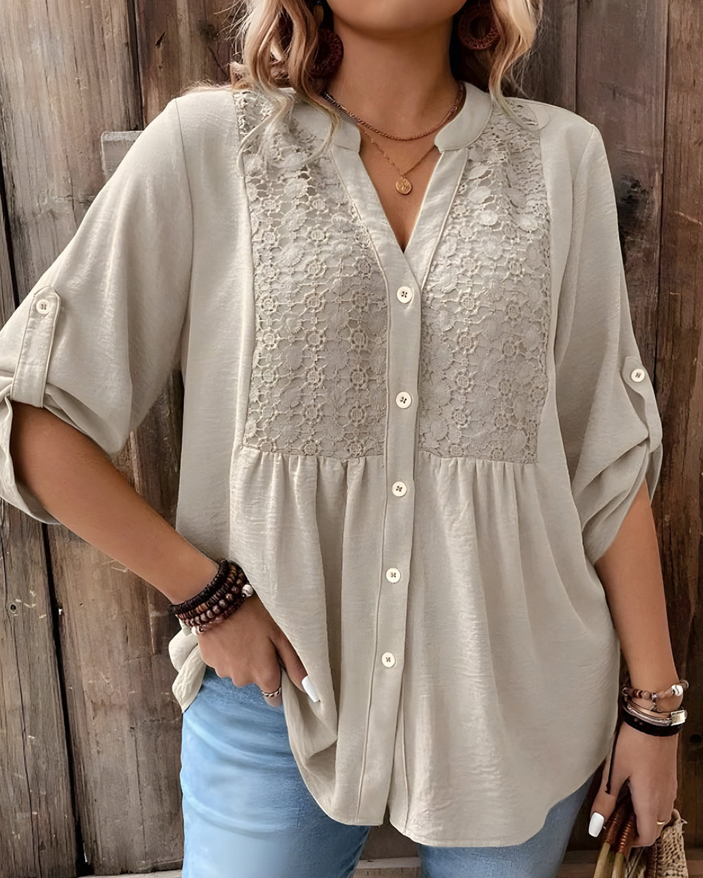 Blouse Abela™ à Col V et Boutons