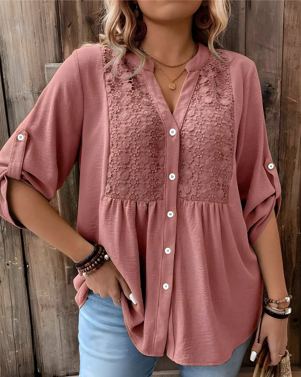 Blouse Abela™ à Col V et Boutons