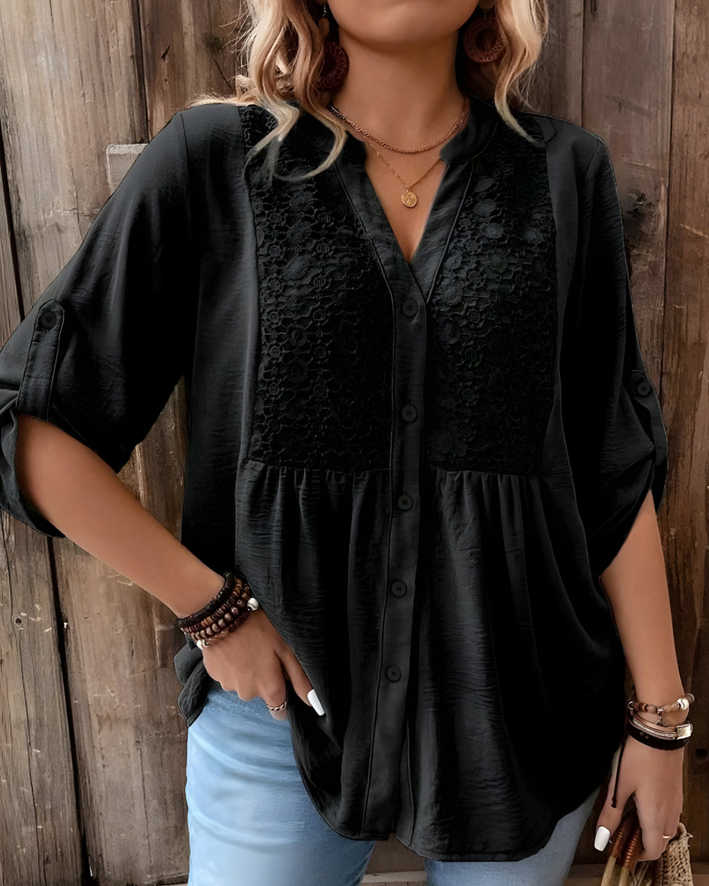 Blouse Abela™ à Col V et Boutons