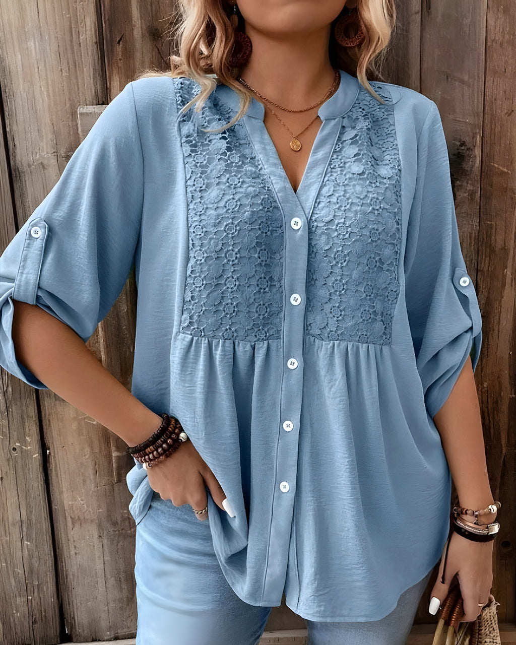 Blouse Abela™ à Col V et Boutons