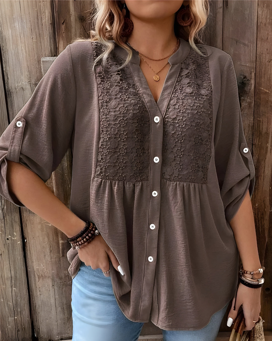 Blouse Abela™ à Col V et Boutons