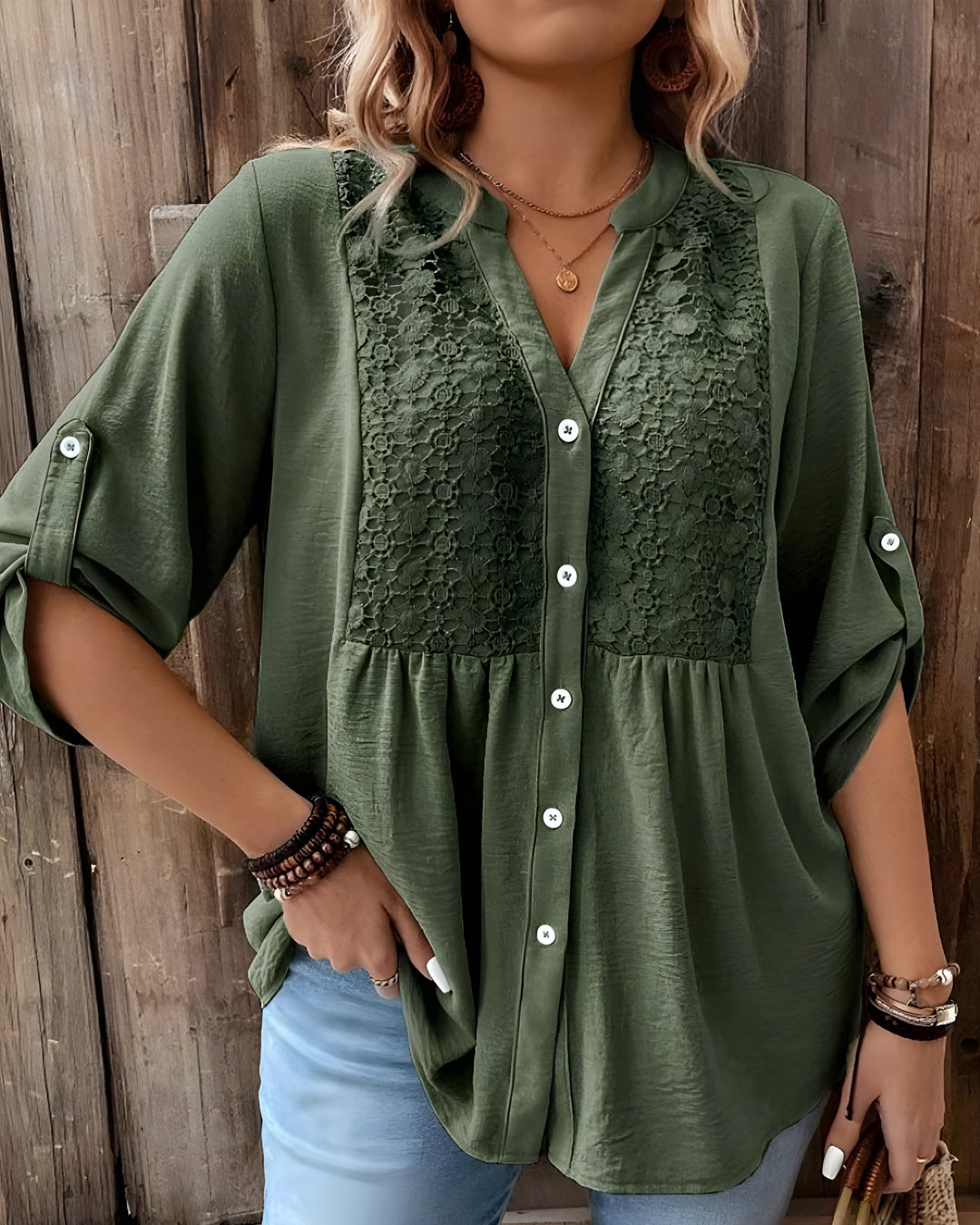 Blouse Abela™ à Col V et Boutons