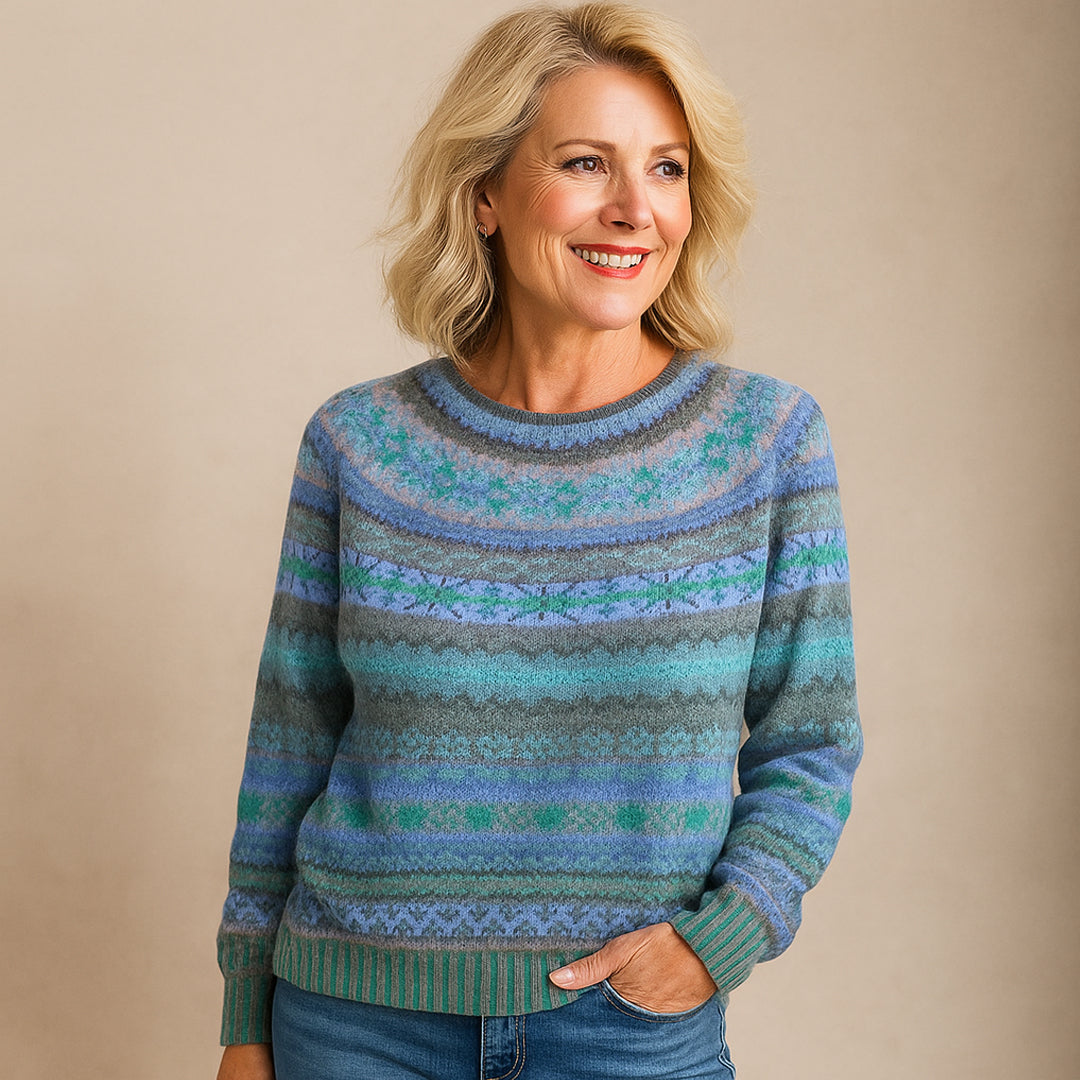 Pull Villa™ à Col Vintage Bleu