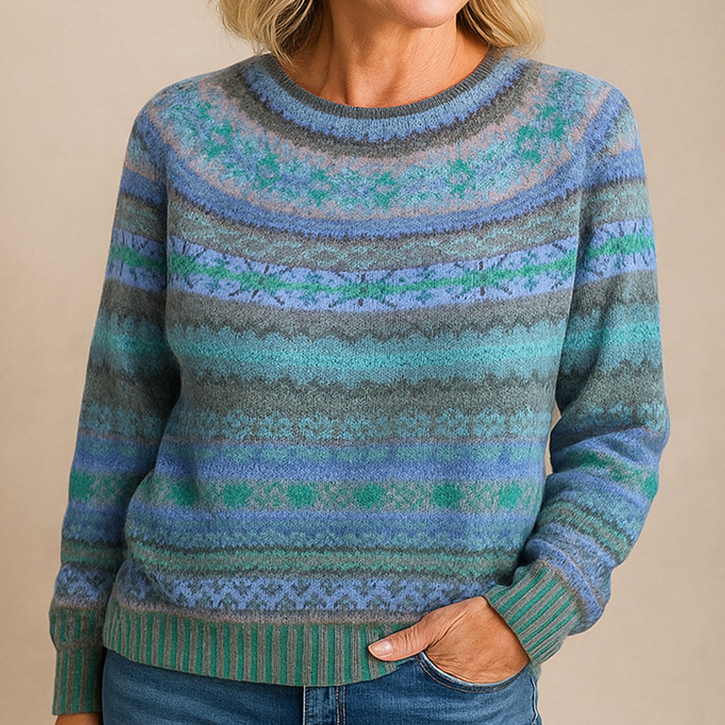 Pull Villa™ à Col Vintage Bleu