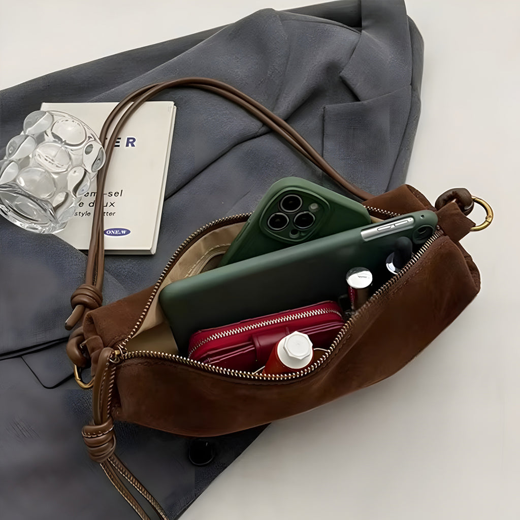 Sac à Épaule Alma™ Suédé Brun