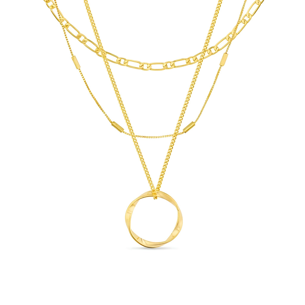 Collier Cercle Ouvert à Trois Rangs en Or