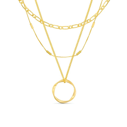 Collier Cercle Ouvert à Trois Rangs en Or