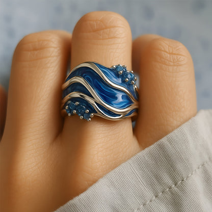 Bague Estrid Vintage Or avec Motif Ondulé