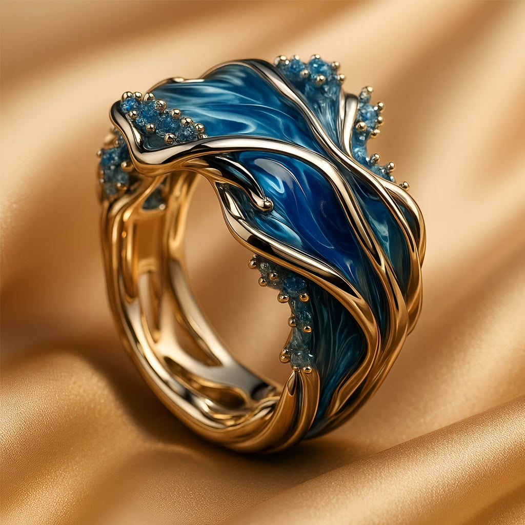 Bague Estrid Vintage Or avec Motif Ondulé