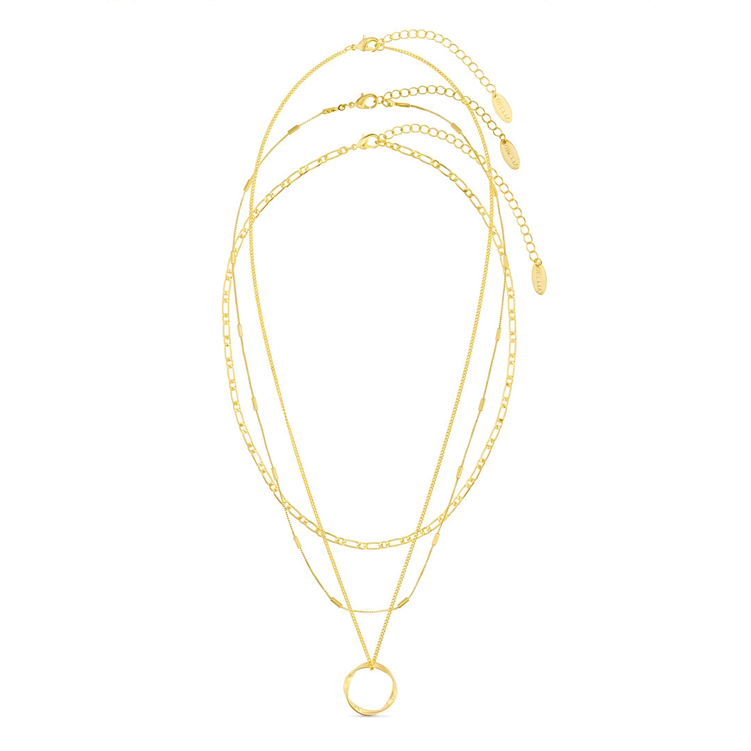 Collier Cercle Ouvert à Trois Rangs en Or