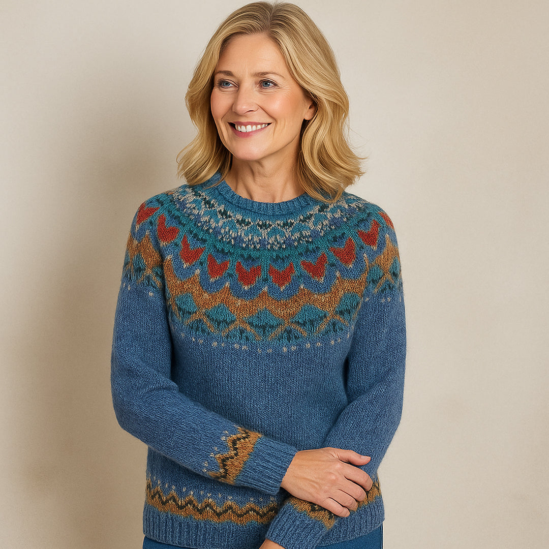 Pull Valhildur™ à Col Vintage Bleu