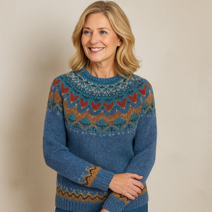 Pull Valhildur™ à Col Vintage Bleu
