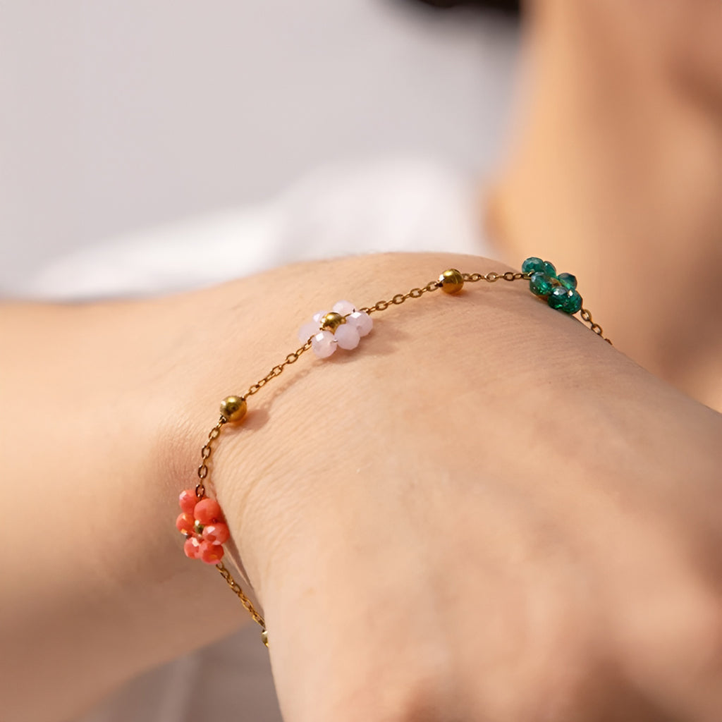 Bracelet Linnea Fleurs Colorées Or