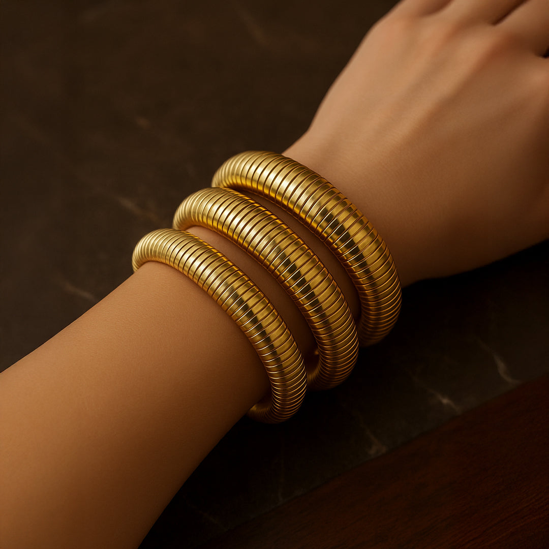 Bracelet Liv Large Snake Stretch Or