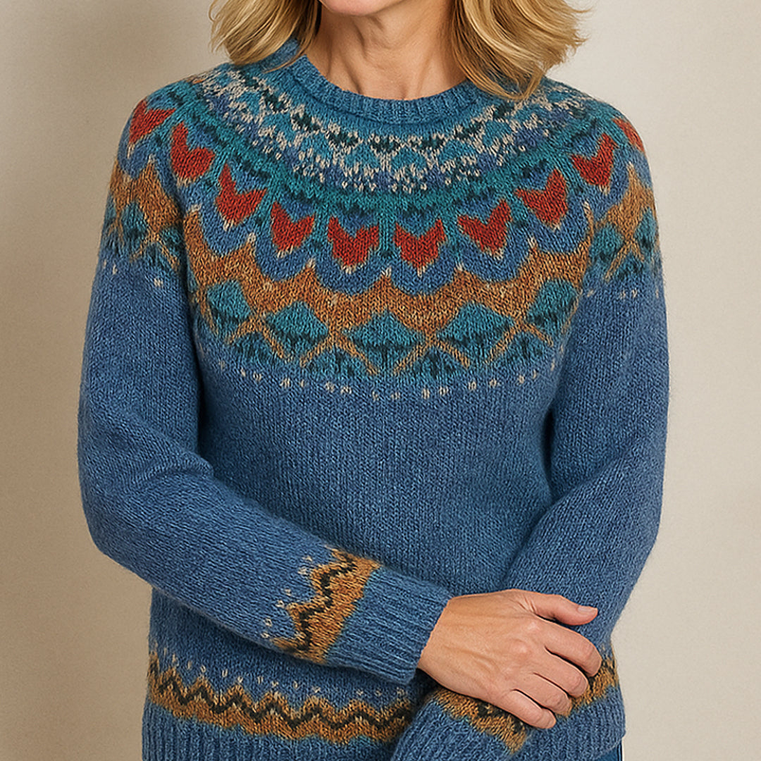 Pull Valhildur™ à Col Vintage Bleu