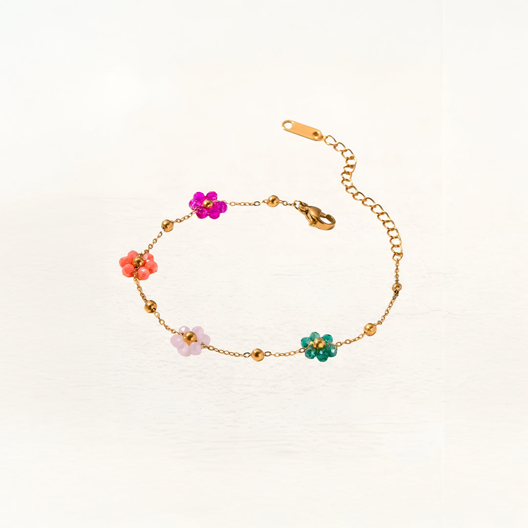 Bracelet Linnea Fleurs Colorées Or