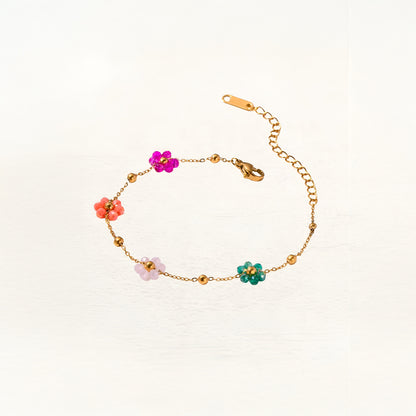 Bracelet Linnea Fleurs Colorées Or