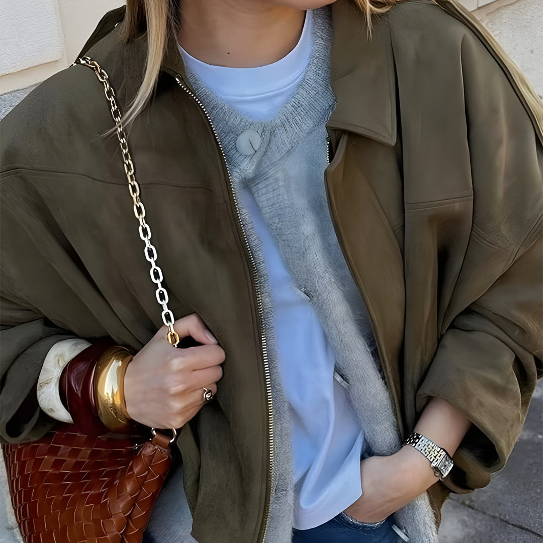 Bomber Selina™ en Daim de Luxe