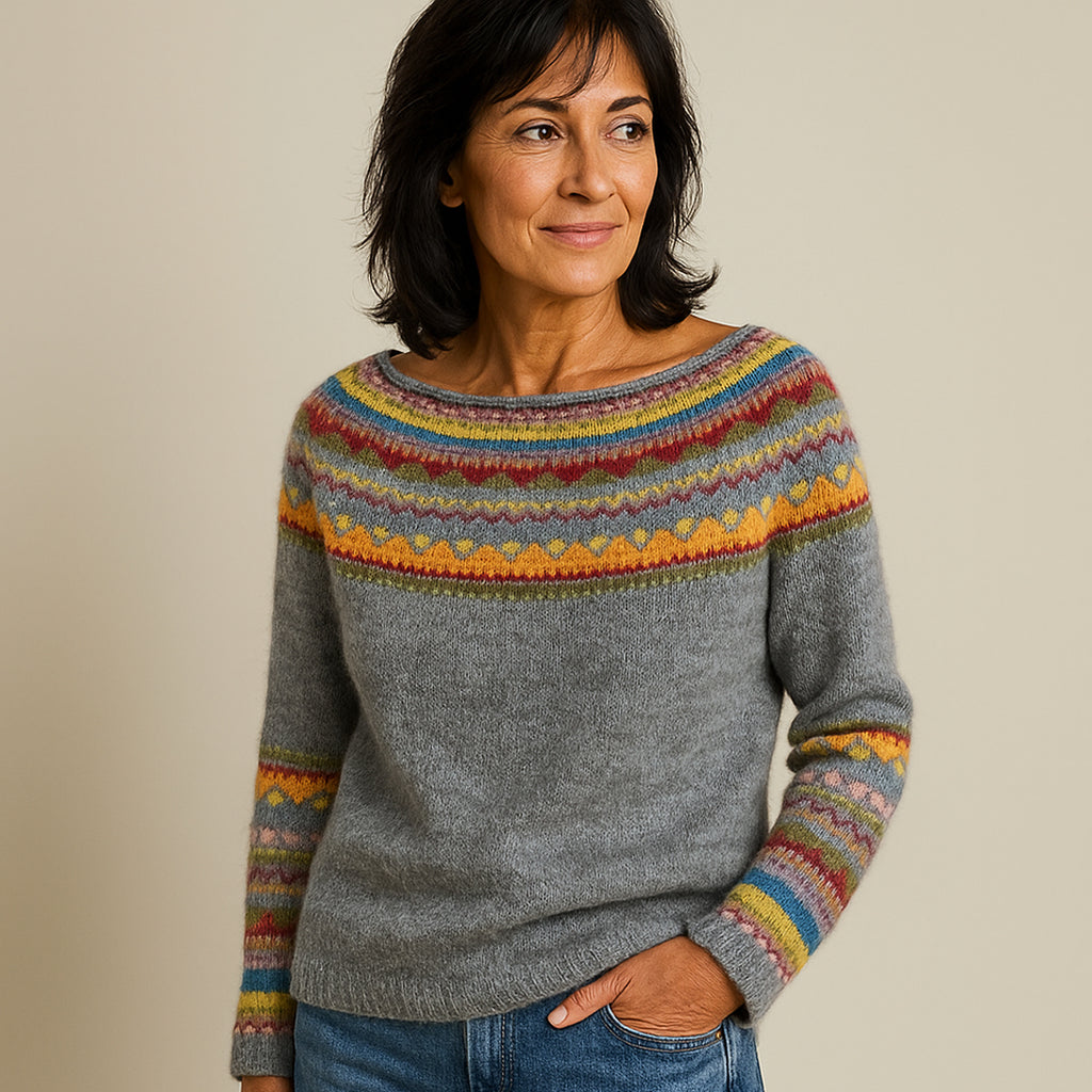 Pull Vibeka™ à Col Vintage Gris Foncé