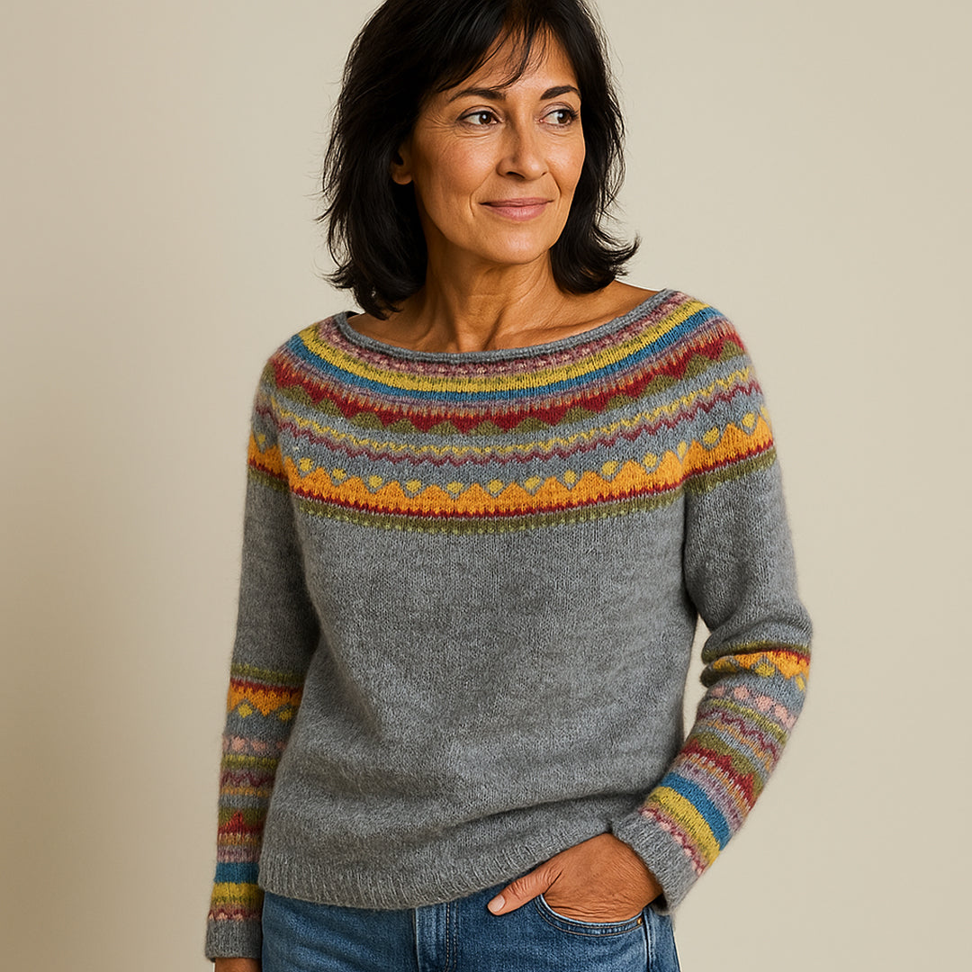 Pull Vibeka™ à Col Vintage Gris Foncé
