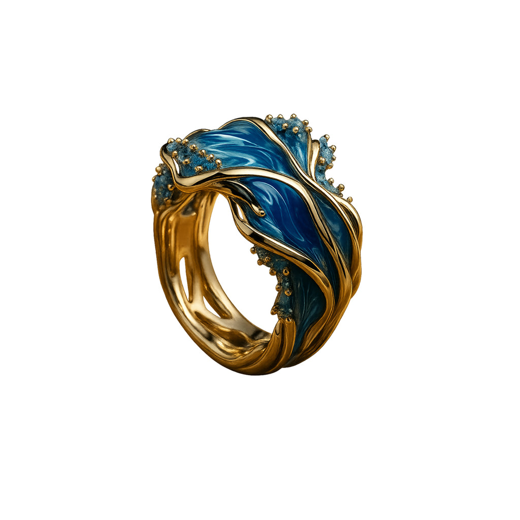Bague Estrid Vintage Or avec Motif Ondulé
