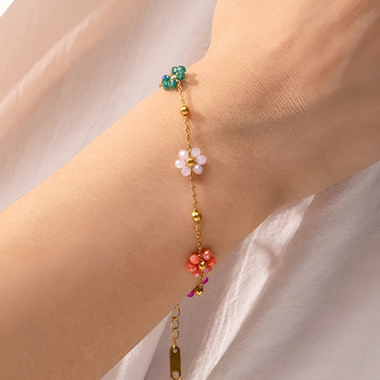 Bracelet Linnea Fleurs Colorées Or