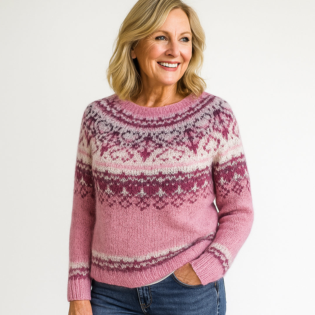 Pull Védís™ à Col Vintage Rose Clair