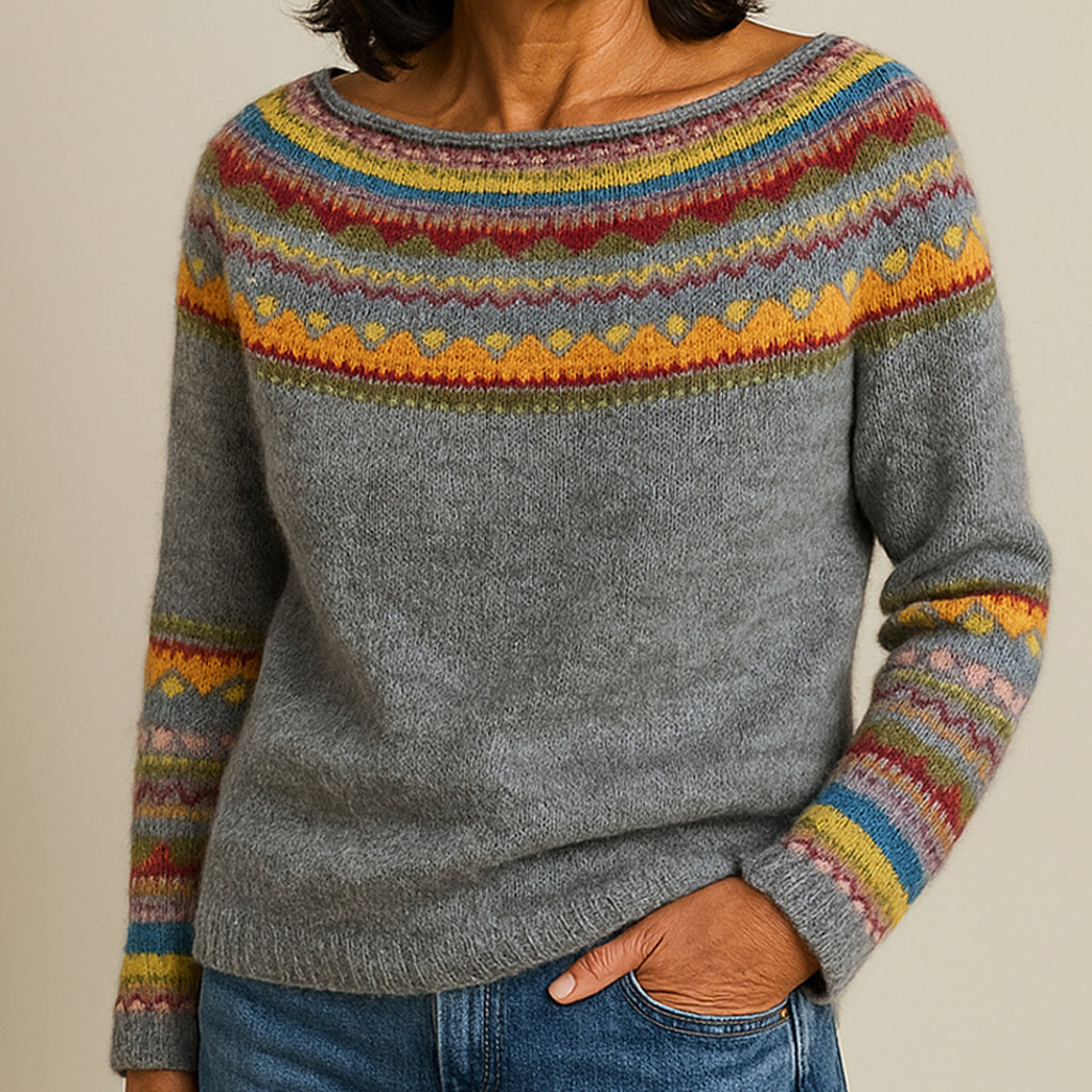Pull Vibeka™ à Col Vintage Gris Foncé
