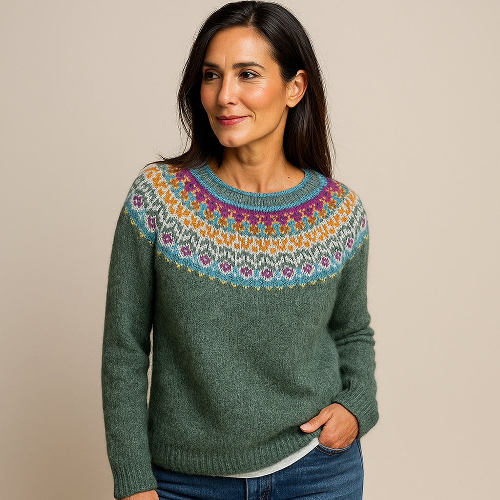 Pull Vildís™ à Col Vintage Vert Foncé