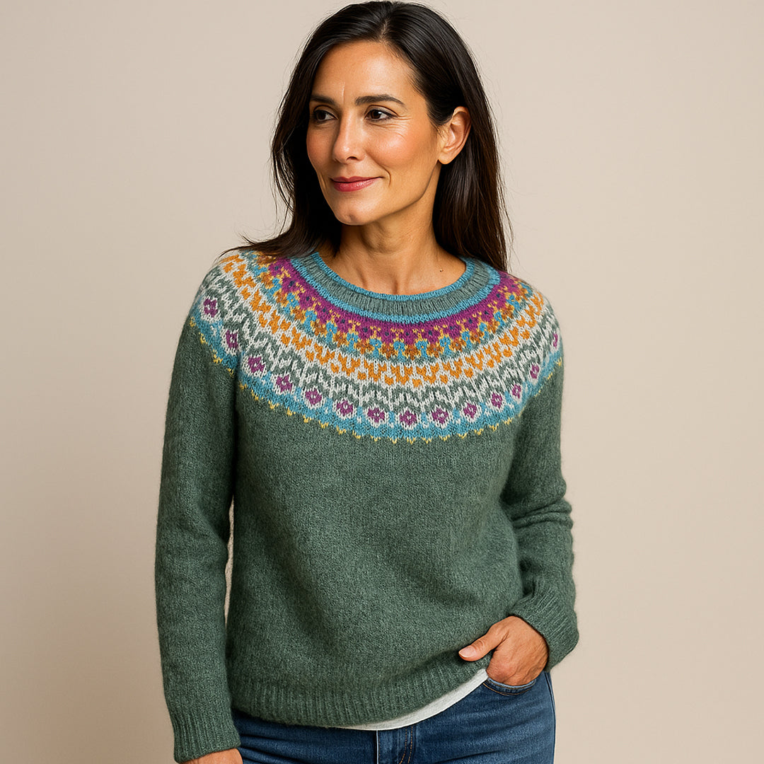 Pull Vildís™ à Col Vintage Vert Foncé