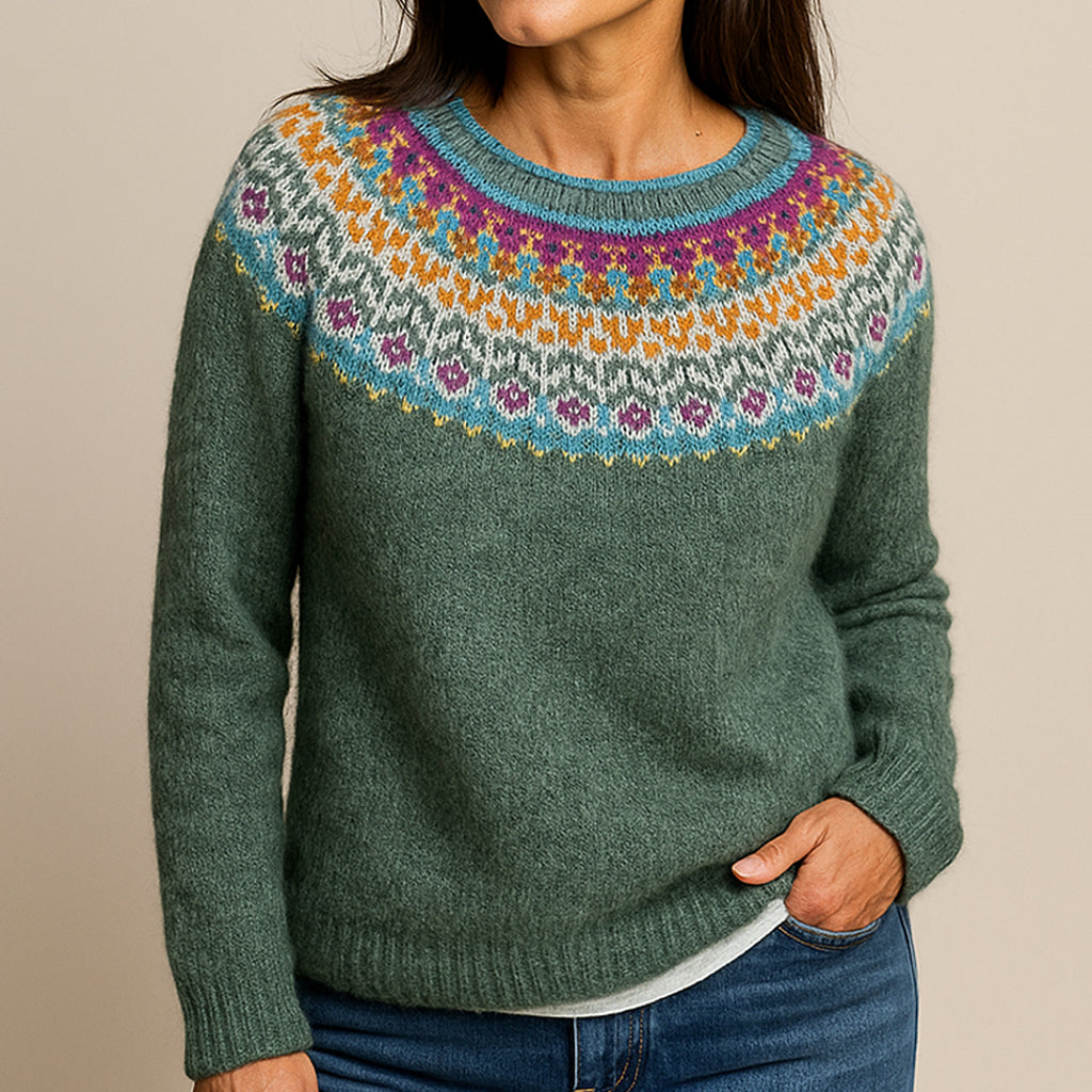 Pull Vildís™ à Col Vintage Vert Foncé