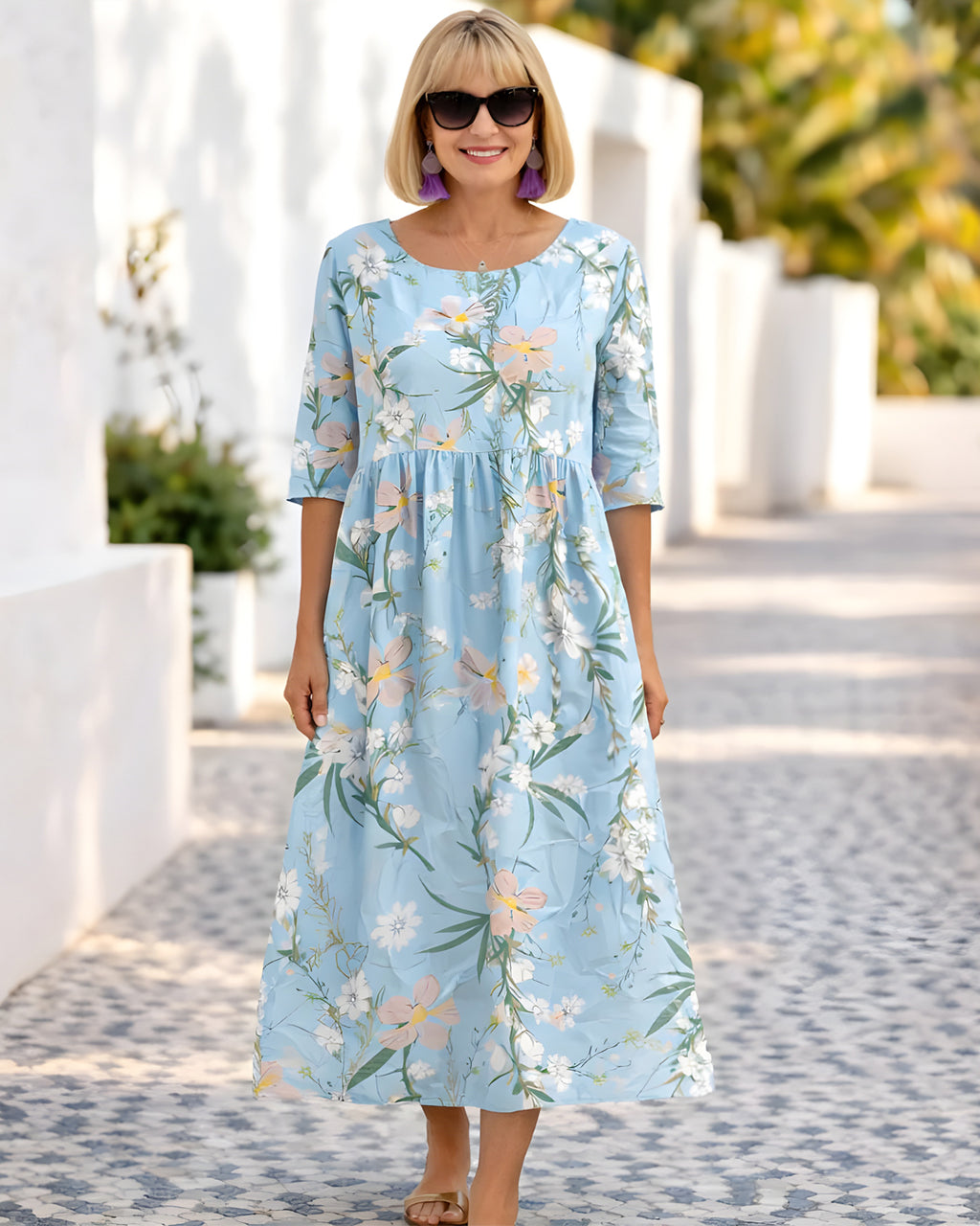 Robe fluide florale confortable – Éloïse
