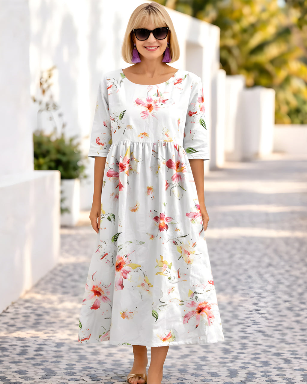 Robe fluide florale confortable – Éloïse