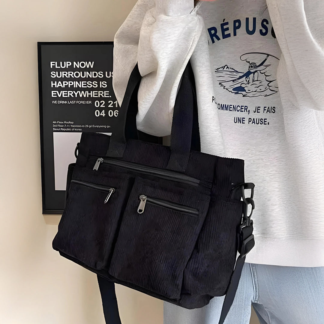 Sac à Épaule Astera™ Double Zip Noir