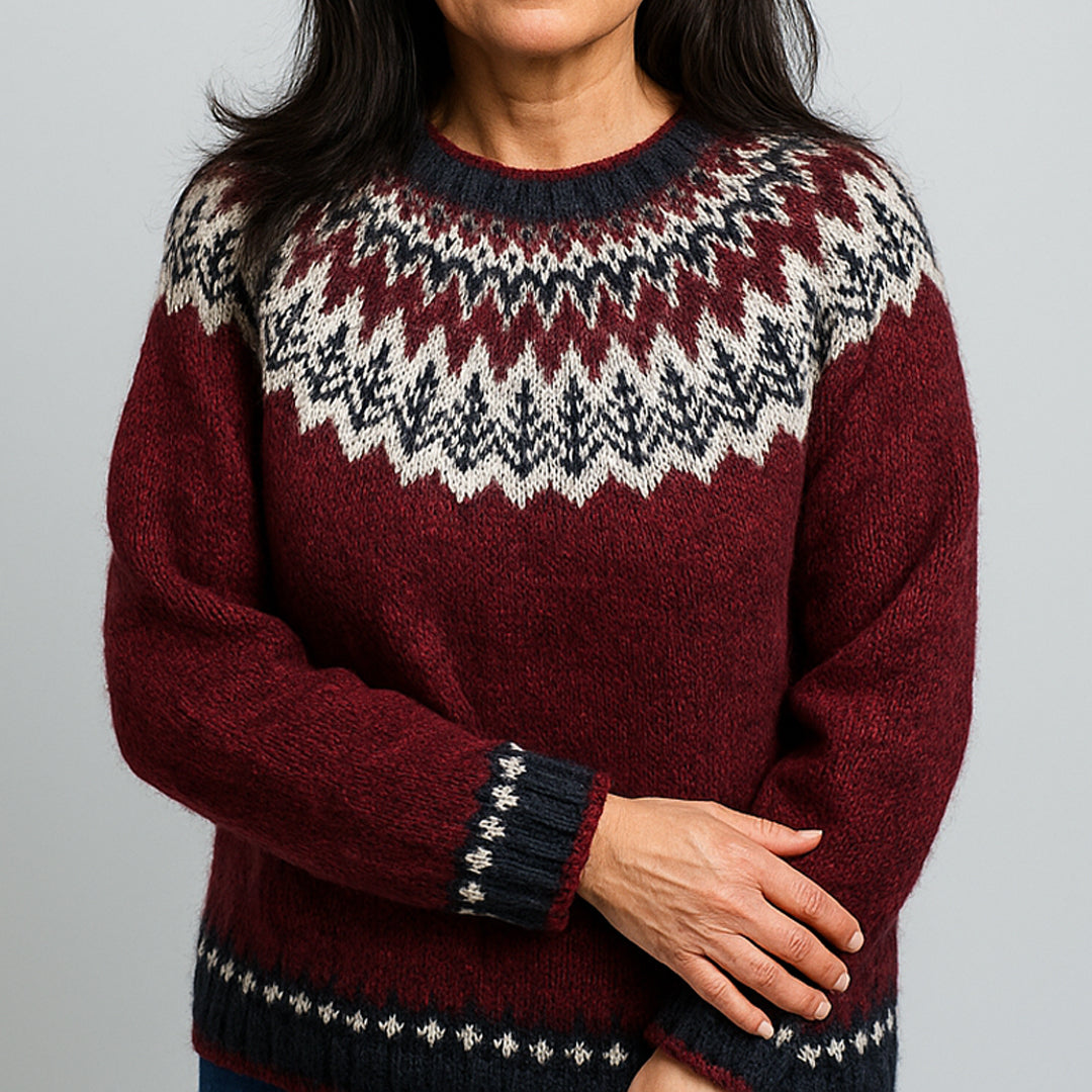 Pull Valva™ à Col Vintage Rouge