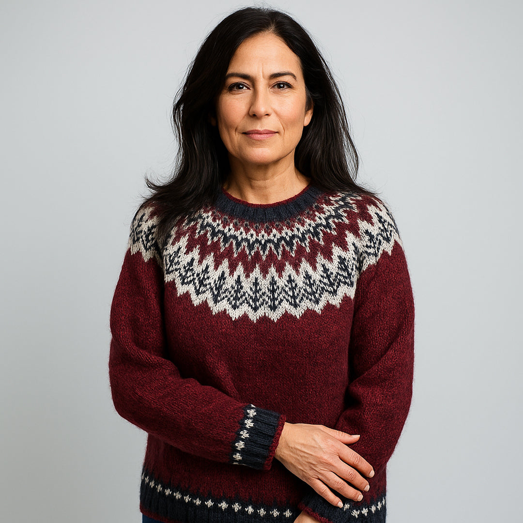 Pull Valva™ à Col Vintage Rouge
